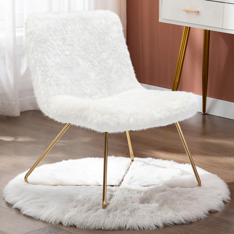 Moton Modern Faux Fur Upholstery Metal Legs Accent Chair