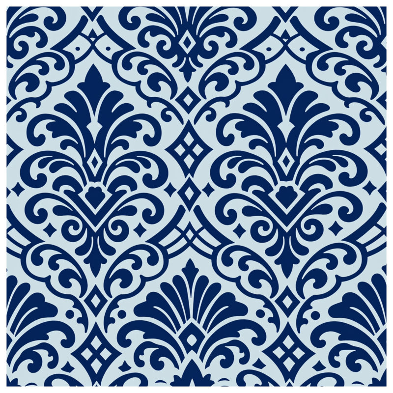 Blue Damask Pattern Comforter, Queen