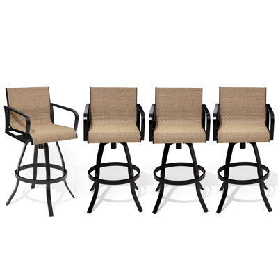 30" Swivel Aluminum Outdoor Bar Stool with Sunbrella Fabric (Set of 4)