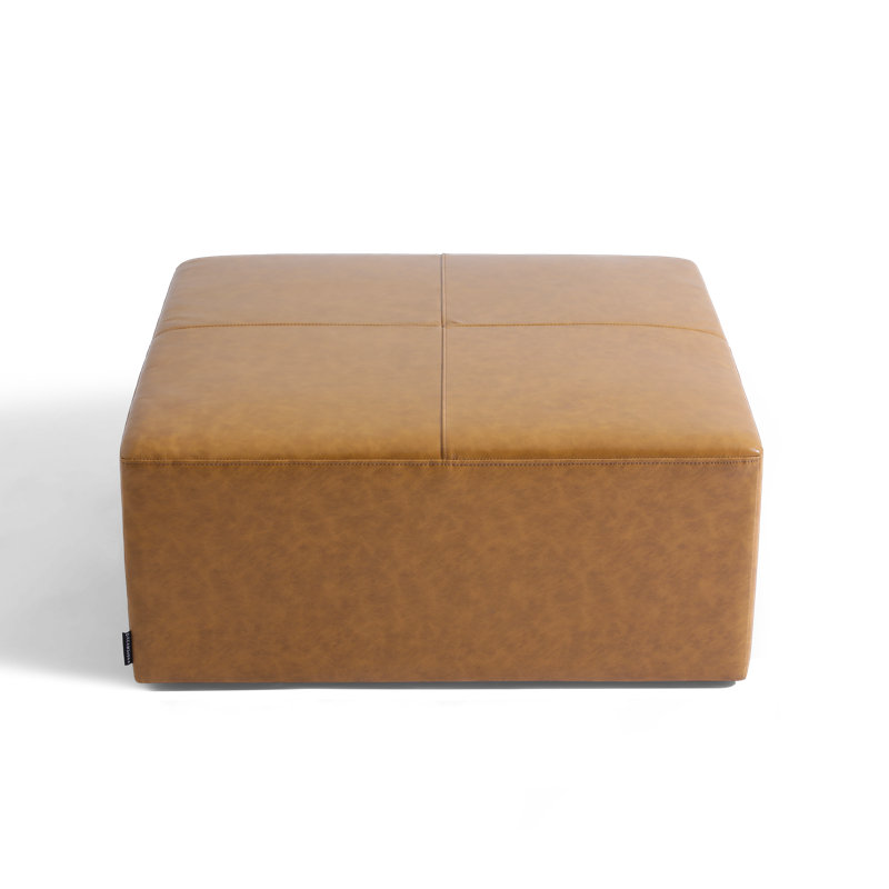 Hustle 89Cm Wide Genuine Leather Rectangle Footstool Ottoman, Brown