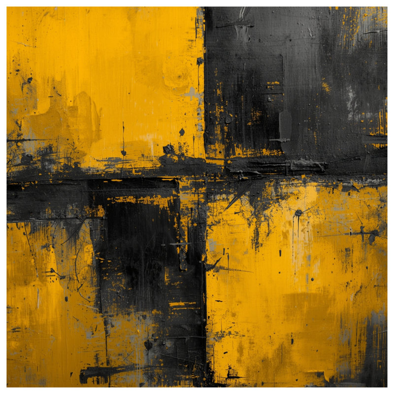 Tapis de bain jaune abstrait noir, 34 po L x 21 po L