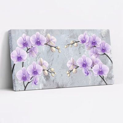 Purple Orchid Canvas Wall Art Oil Painting Print Set Of 1