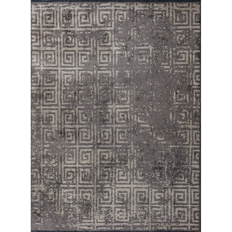 Rapture Beige Gray Checkered Luxury Area Rug, Rectangle 7'10" x 9'10"