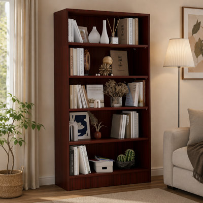 Modern 5-Shelf Adjustable Bookcase, 60 Inches Tall, Perfect for Bedroom, Office, and Living Room Storage