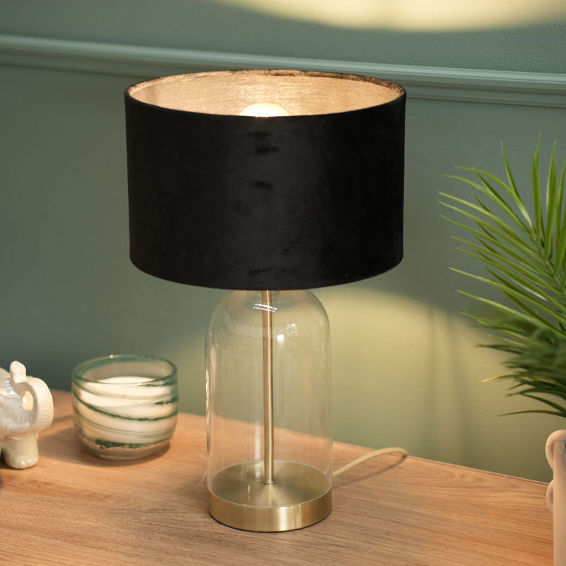 Glass Desk Lamp, Blush, 45" H x 25" W x 25" D, Gold