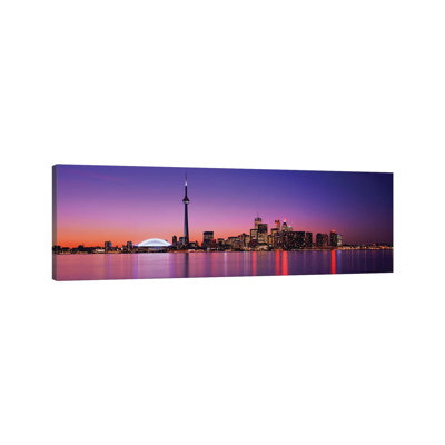 View of Evening Sky over Toronto, Ontario, Canada 1 Piece Wrapped Canvas Panoramic Wall Art