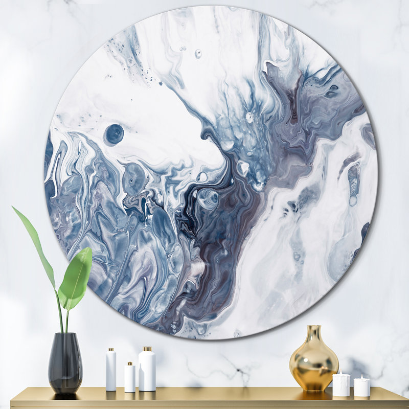 Art mural bleu, gris et blanc, H 36 po x l 36 po