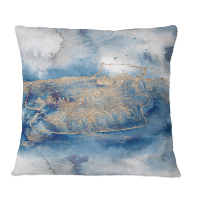 Abstract Classic Blue And Gold I - Modern Printed Throw Pillow