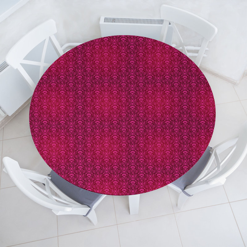 Bay Isle Home™ Magenta Fitted Round Tablecloth Diameter Magenta and Purple, 47.24" Round