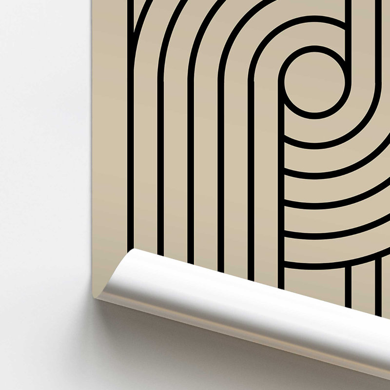 Impression monochrome de courbes de Bauhaus, Bauhaus Revolution optique, Sans cadre, papier, H 10 po x l 8 po
