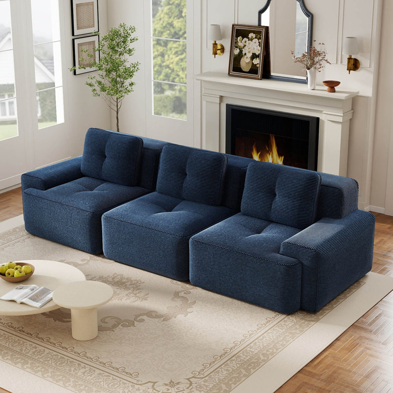 Canapé en velours côtelé 80 po, 80.3" W x 27.1"H x 40.9"D, Chameau