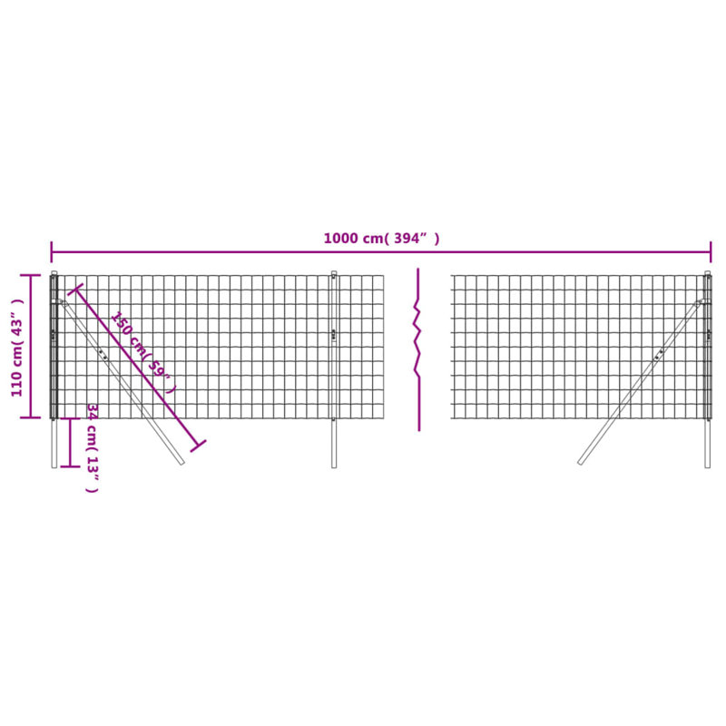 Nelda Anthracite Metal Fence Panels, 140cm H x 1000cm W, 7, Anthracite