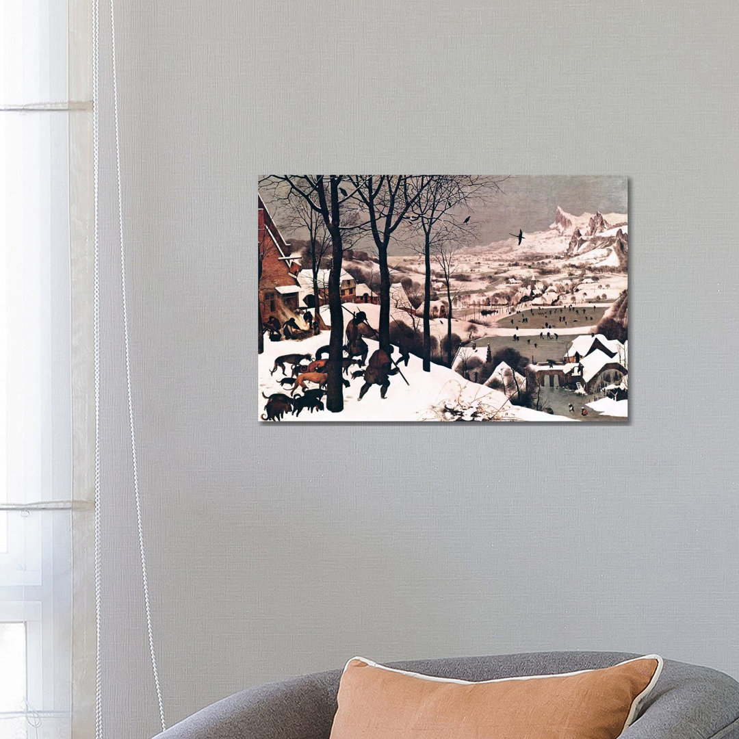 Hunters In The Snow by Pieter Brueghel The Elder - Wrapped Canvas Painting