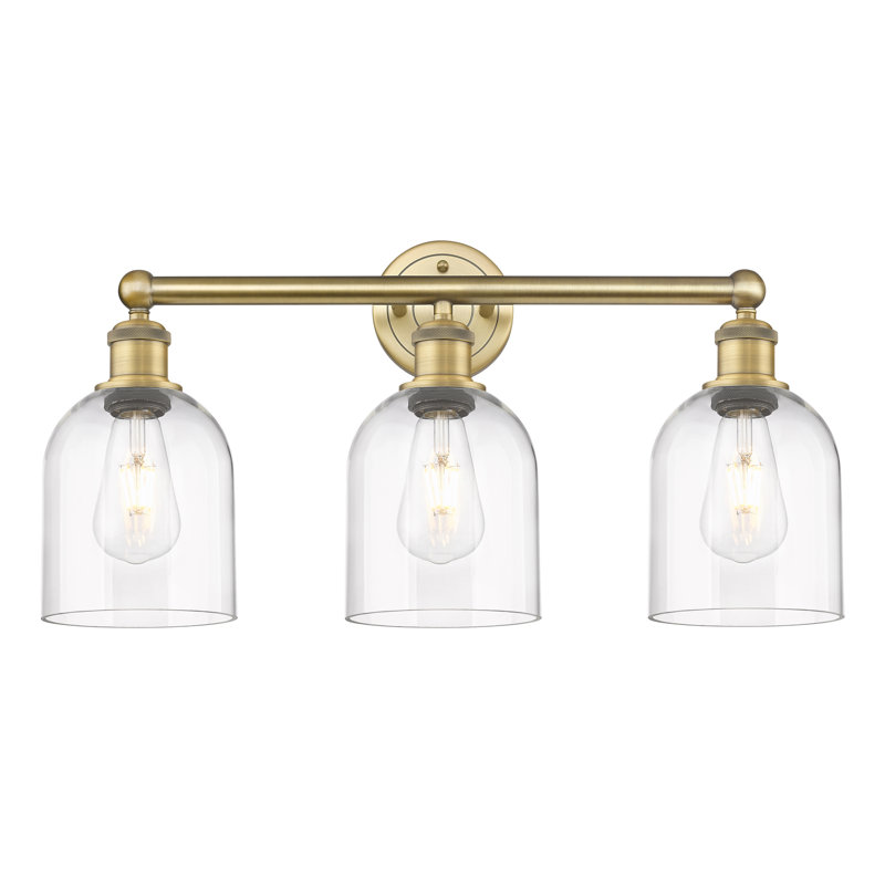 Abat-jour de salle de bain 3 lumières Edison Allysson, Transparent, Laiton brossé