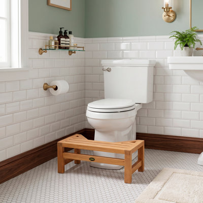 Tabouret de toilette en teck à hauteur de 8 po x 20 po de largeur