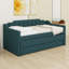 Lit de jour simple rembourré avec lit gigogne et trois tiroirs, canapé-lit, base de lit en bois avec accoudoirs inclinés, aucun sommier nécessaire-1404797765