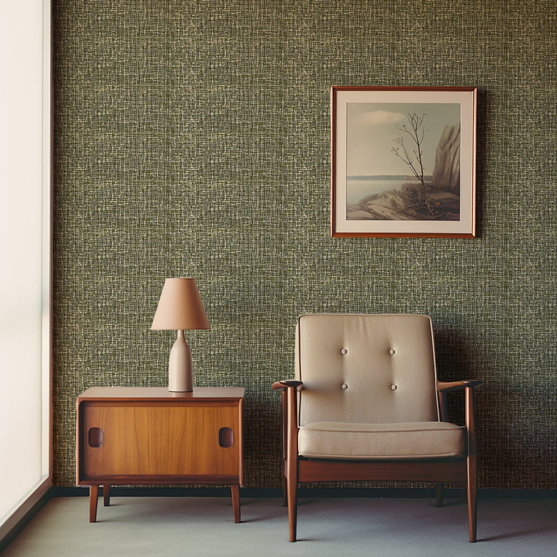 Papier peint Atomic Weave - olive ardoise