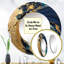 Dark Blue And Gold Strokes VI - Abstract Large Round Mirror-97182739