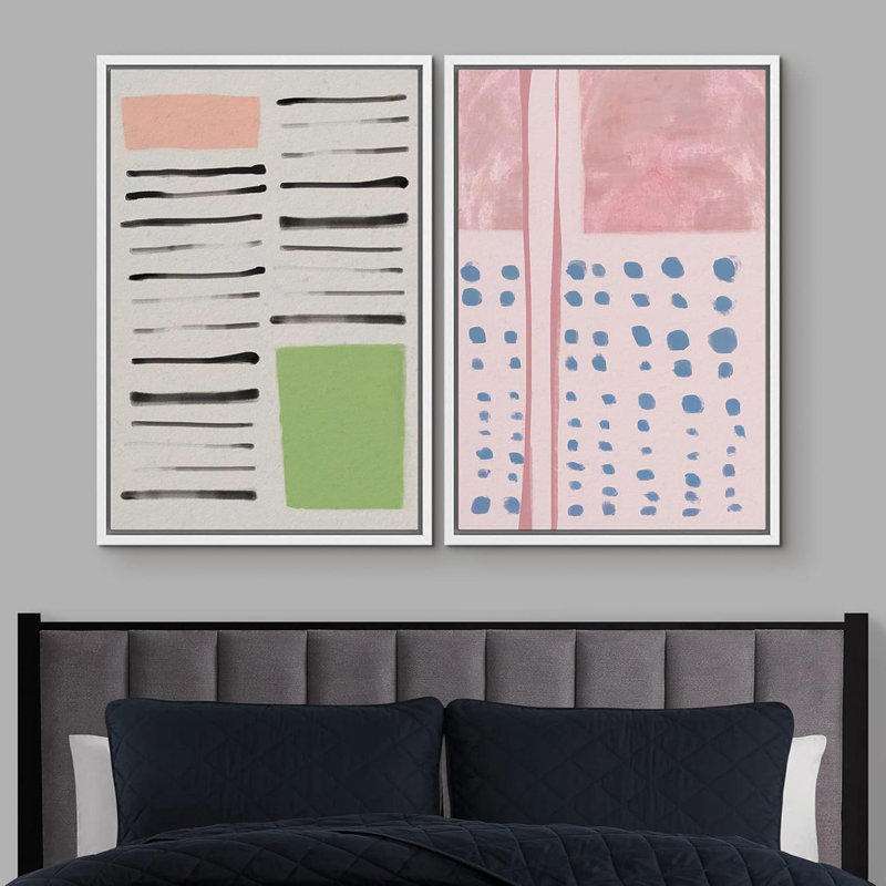 Abstract Vibrant Color Blocks 2 - Pieces, 24" H x 32" W, White
