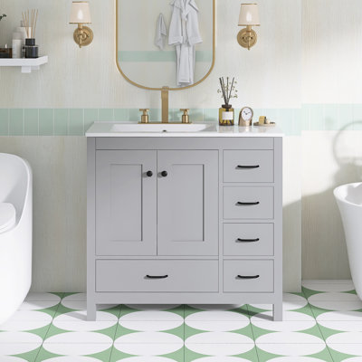 Ensemble de meuble-lavabo autoportant 36 po avec comptoir en céramique 36 po