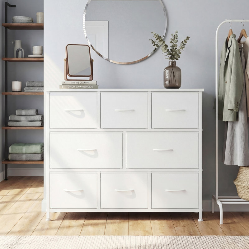 8-Drawer Fabric Dresser, Storage Chest for Bedroom, Living Room, Entryway, Whtie