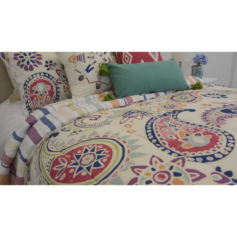 Paisley Floral Reversible Queen Microfiber Comforter Set