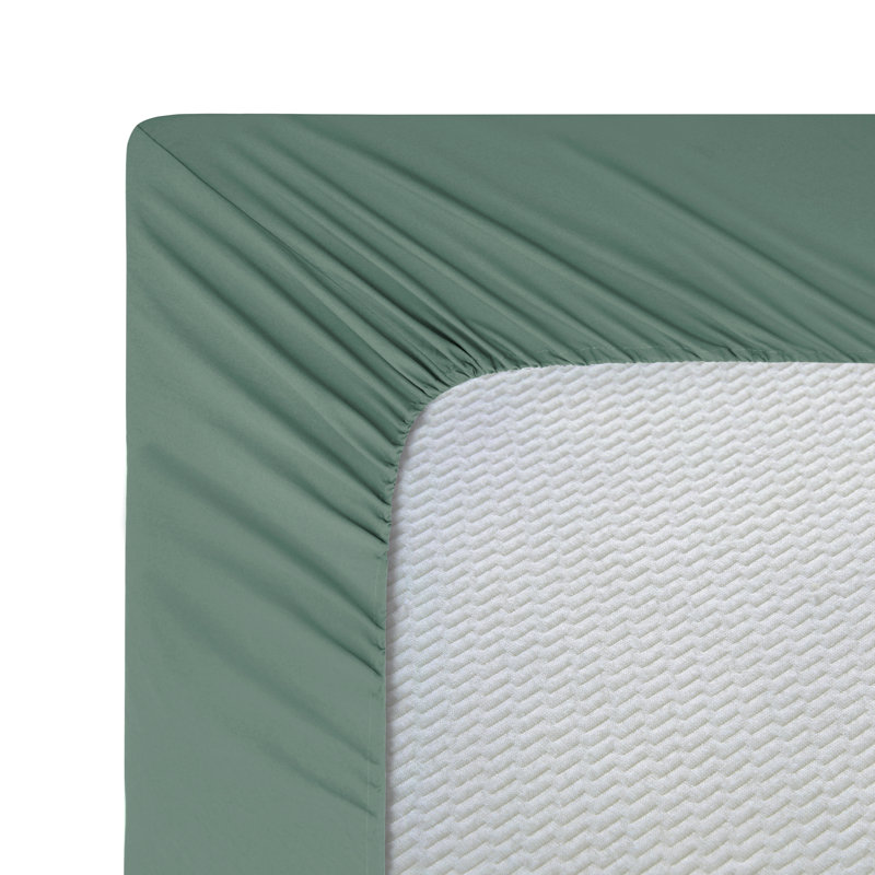Queen Green Deep Pocket Polyester Bamboo Satin Sheet Set
