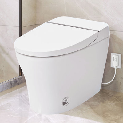 Smart Toilet Without Bidet - Heated Seat, Dual Flush, Foot Sensor, Night , Energy Flush Ceramic Seat 4 Levels, Long-Term Durability
