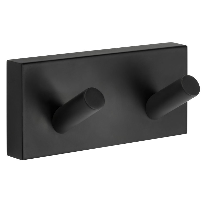 Witherspoon Double Wall Mounted Robe Hook, Matte Black