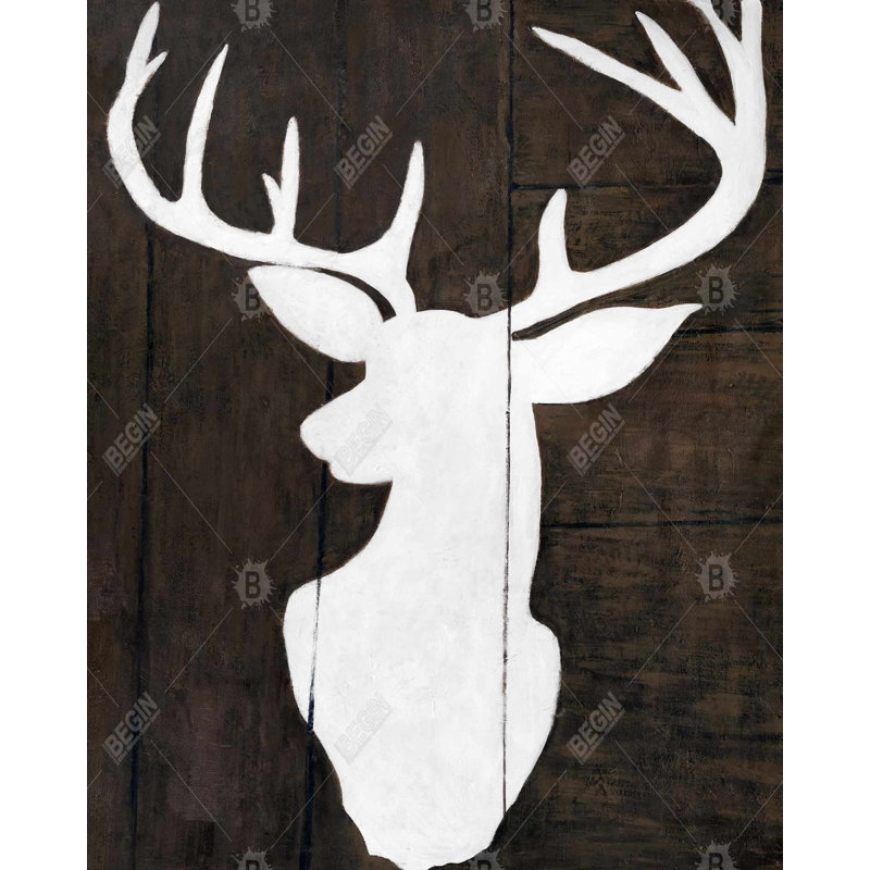 Silhouette d'un cerf sur bois, reproduction sur toile