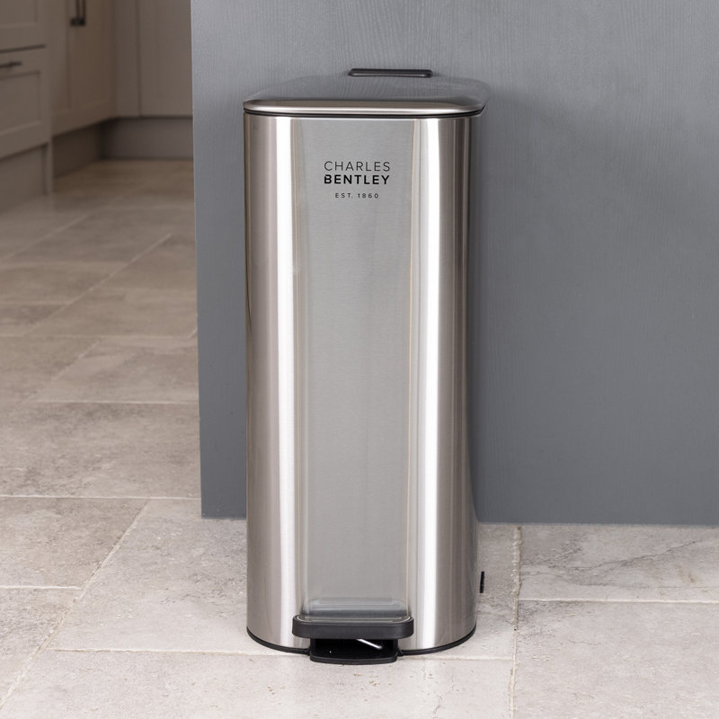 30L SLIMLINE KITCHEN PEDAL BIN SS