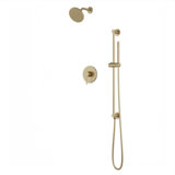 Round 2-Way Pressure Balance Shower Trim Kit With Rain Shower Head And Hand Held Shower On Slide Bar With Separate Water Outlet Matte Black