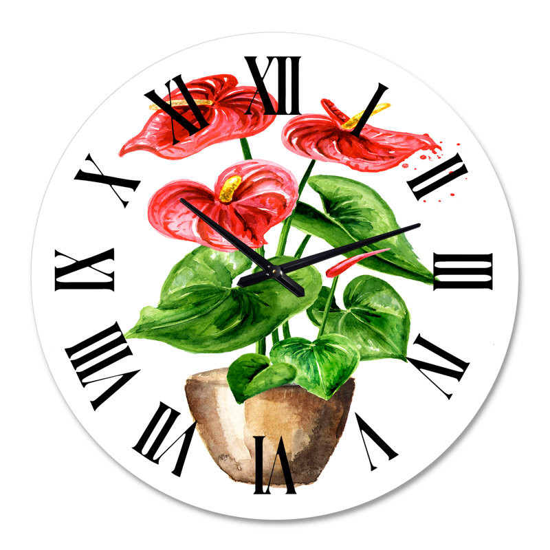 Horloge murale traditionnelle Anthurium, Surdimensionné