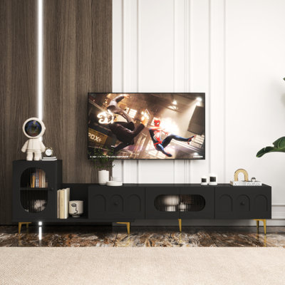 Tv Stand With Extendable Functionality, Black - 80-89" Screen Platform For Living Area, 80-89