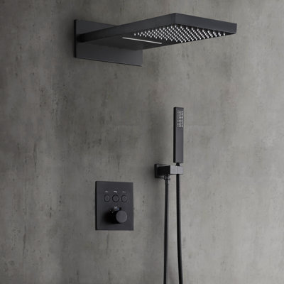 19.68"L*9.44"W 3 Functions Thermostatic Solid Brass Luxury Shower System with Rough-in Valve