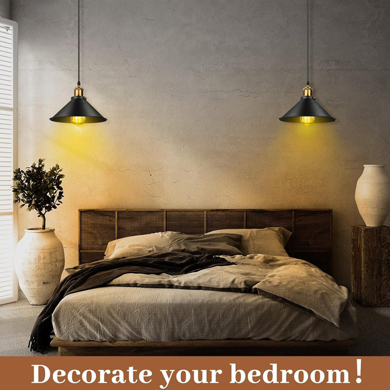 12 Pcs Industrial Pendant Light Vintage Metal E26 Base Hanging Light Rustic Black Dome Pendant Lamp Fixture Farmhouse Kitchen Hanging Ceiling Lamp For Dining Room Bedroom Hallway Bar