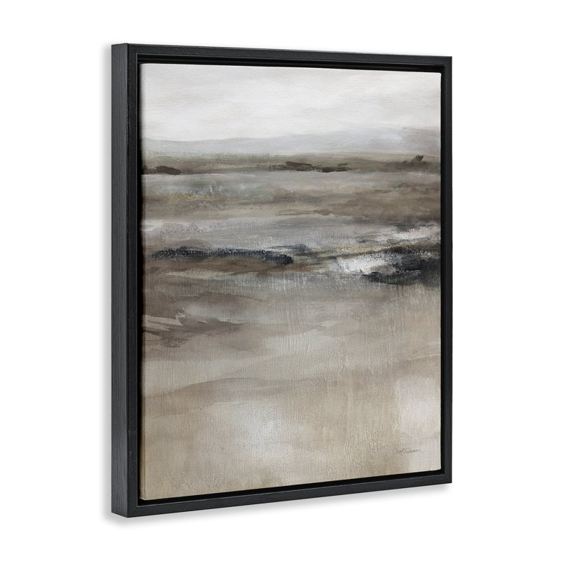"Brown Desert Abstraction Floater", art mural par Carol Robinson, Cadre flottant noir de jais, H 31 po x l 25 po x P 1,7 po