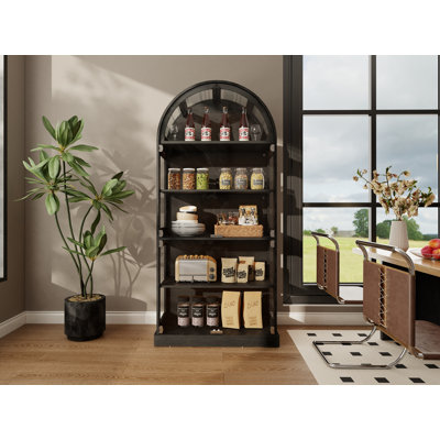 Arched Glass Display Cabinet With LED Lights - Multi-Functional Storage For Living Room/Kitchen/Office, Adjustable Colour Temp & DIY Combination