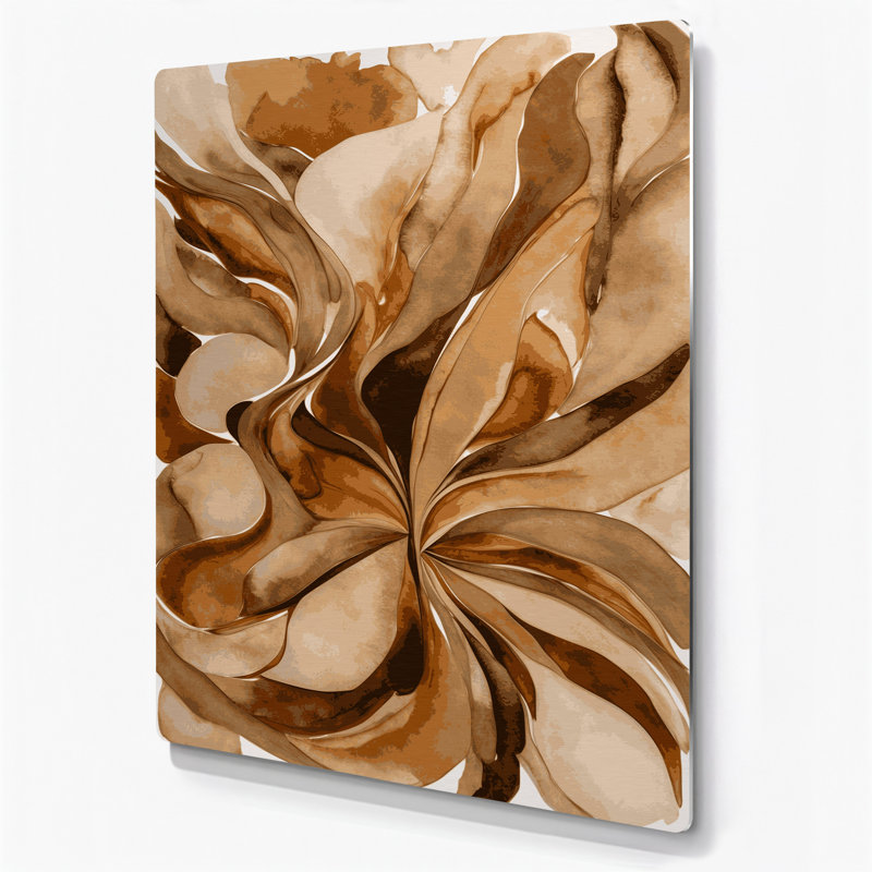 Abstrait aquarelle 10, art mural en métal brun