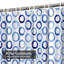 Rideau de douche aquarelle à cercles bleus avec 12 crochets-129039762