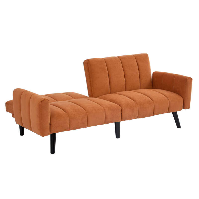Scholz Better Home Products Velvet Upholstered Sofa Bed, Mango