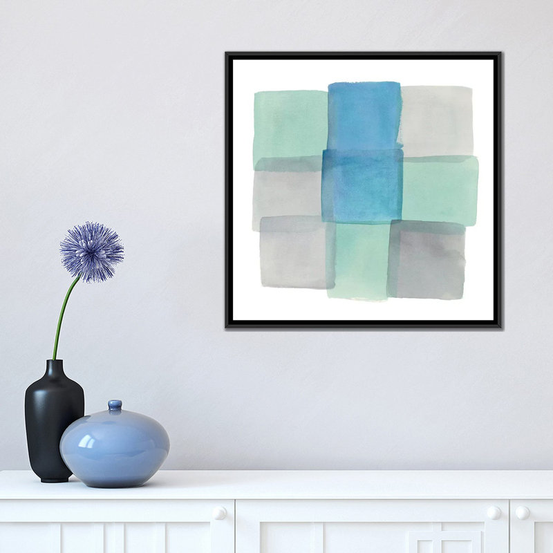 " Overlap I " by Mike Schick, 18" H x 18" W x 1.5" D, Black Framed Canvas, No Mat