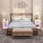 2 - Piece LED Farmhouse Nightstand: Charging + Rattan Storage-1963154461