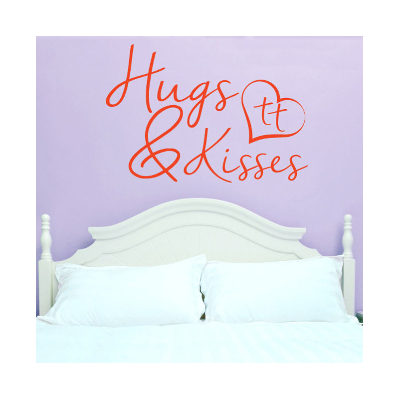 Hugs and Kisses Wall Sticker, Orange, Large