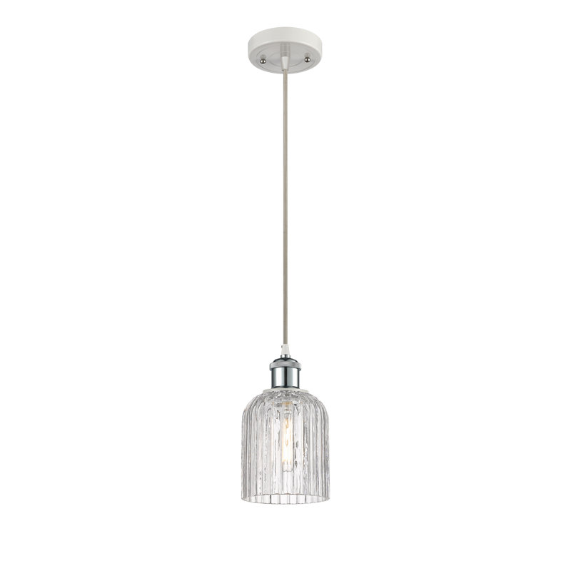 Luminaire suspendu 1 lumière Aalina, Clair, Chrome poli blanc