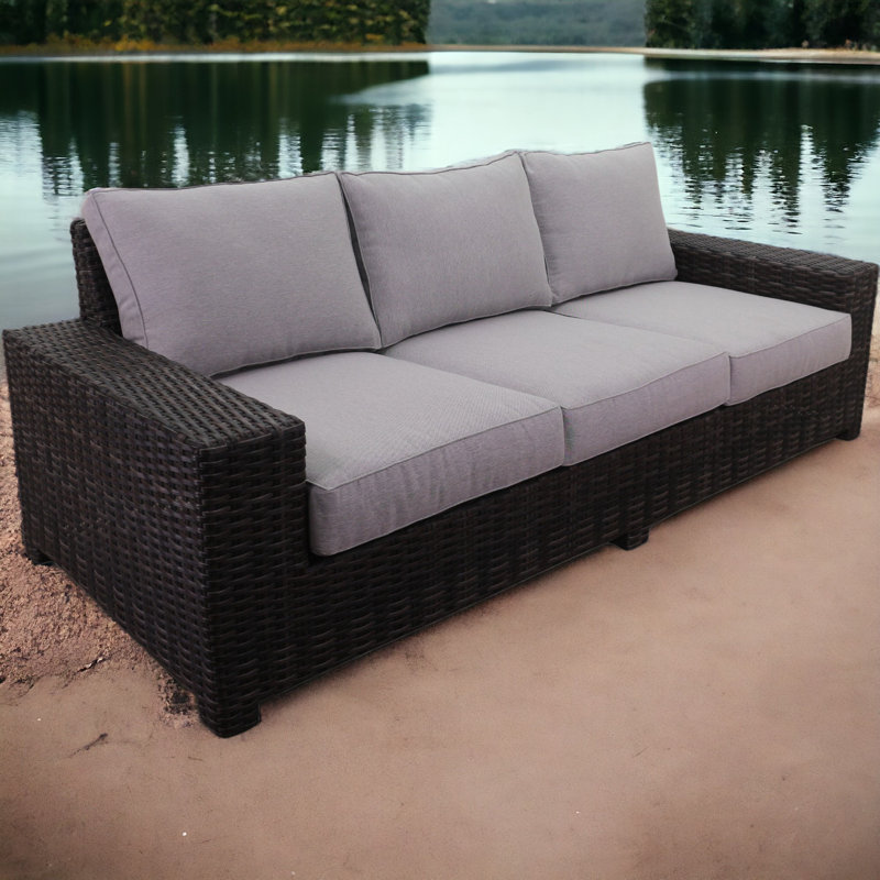 37.4'' Wide Aluminum Patio Sofa with Cushions