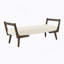 Banc de style Mid-Century moderne avec pieds en bois de noyer, repose-pieds en tissu d'ameublement chenille beige-182689906