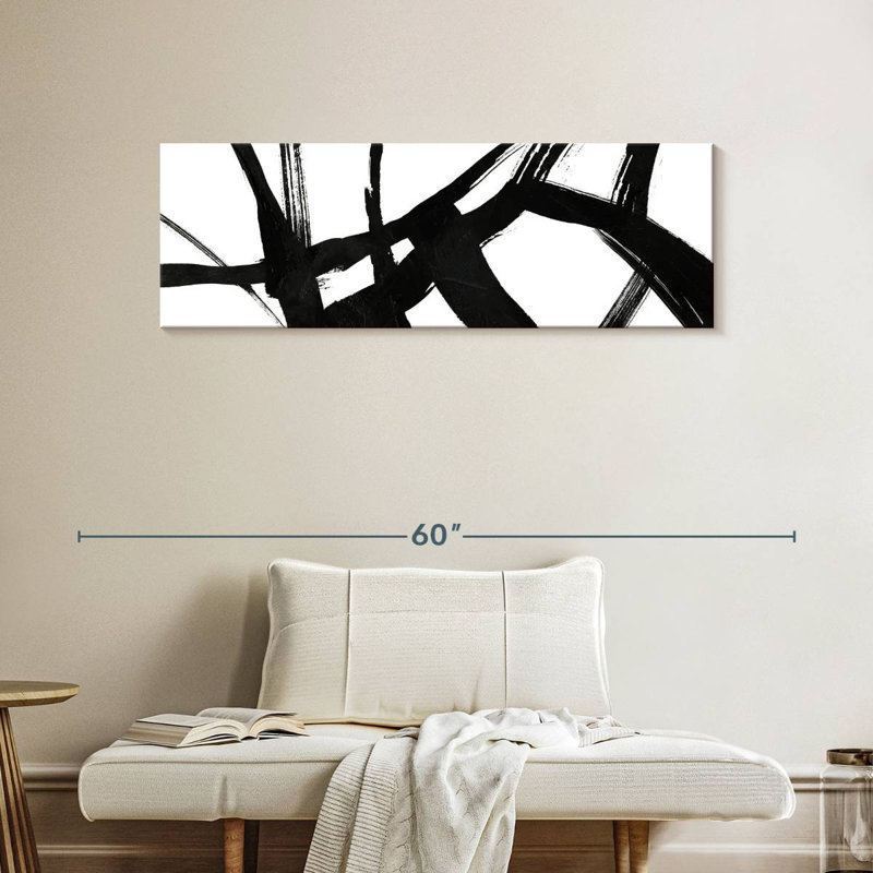 Black Ink Streaks V Canvas Print, 15" H x 45" W x 1.25" D
