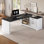 Bureau de direction 61 po, bureau en L de style campagnard avec tiroirs classeurs, bureau personnel avec prises de courant, bureau d'ordinateur avec tablettes de rangement pour le bureau personnel