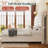 Jamileth Queen Upholstered Sleigh Bed with Tall Button-Tufted Headboard and Nailhead Trim, Cream-26341945-26341941